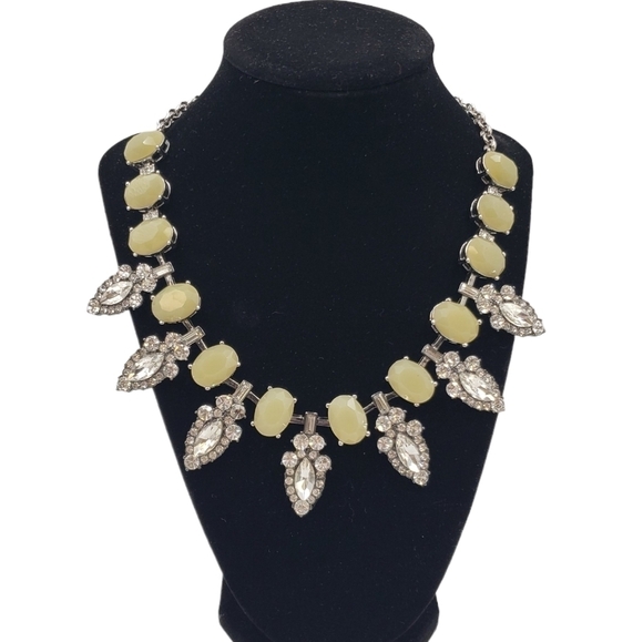 Lia Sophia Statement Necklace Pale Yellow Beads Crystal Gemstone - Picture 1 of 11